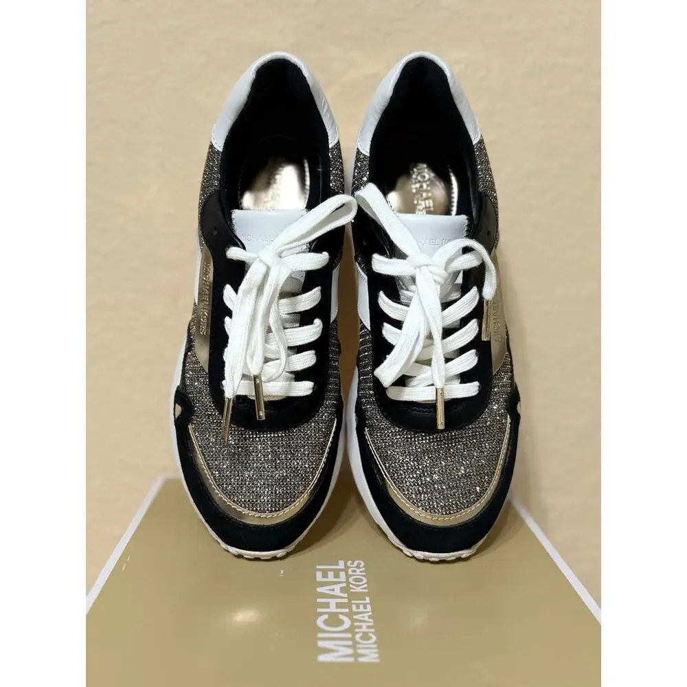 Michael Kors Womens Monroe Trainer Glitter Chain Mesh Sneakers Size US 6 M New
